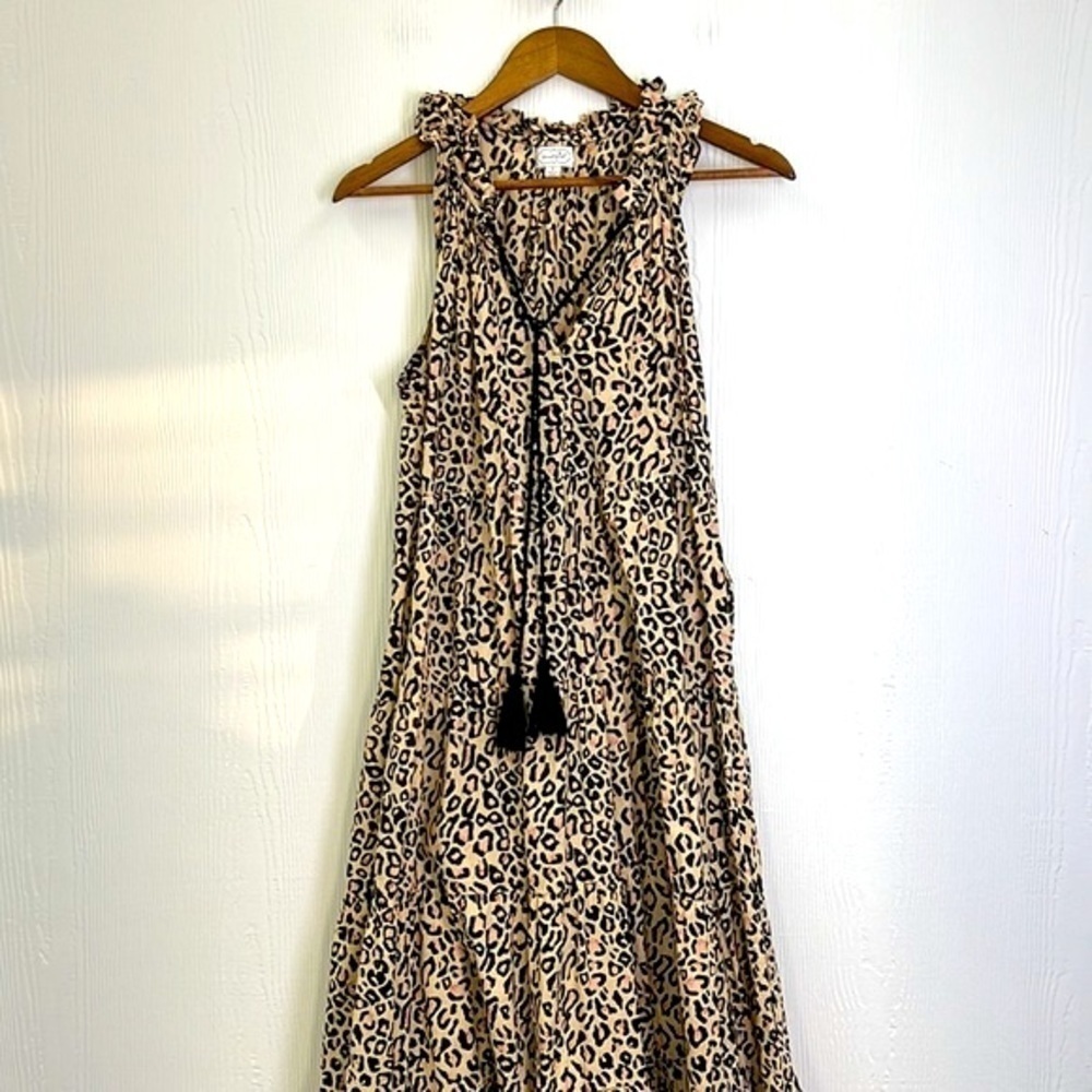 Mudpie - Light Tan And Black Cheetah Sleeveless Maxi Dress Size Small - Picture 7 of 12